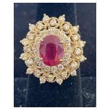 14K CUSTOM DIAMOND AND RUBY COMPOSITE RING