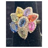 14K NATURAL MULTI COLORED SAPPHIRE CORUNDUM AND