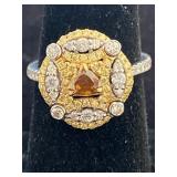 18K YELLOW AND WHITE DIAMOND RING