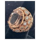 14K ROSE GOLD MORGANITE AND DIAMOND DESIGNER RING