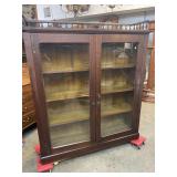 WALNUT VICTORIAN LARGE 2 DOOR BOOKCASE