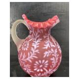 OLD FENTON CRANBERRY DAISY & FERN WATER PITCHER