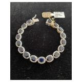 14K WHITE GOLD BLUE SAPPHIRE AND DIAMOND BRACELET