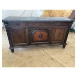 WALNUT MARBLE TOP SIDEBOARD
