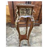 MARBLE TOP FRENCH BRONZE ADORNED PEDESTAL
