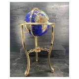 RARE 3 FEET TALL GEMSTONE AND BRASS GLOBE. WITH
