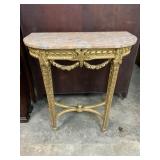 FRENCH GOLD GULDED MARBLE TOP CONSOLE TABLE