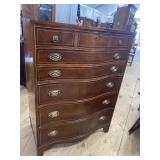 MAHOGANY SERPENTINE FRONT TALL CHEST