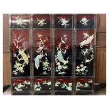 4 PANEL ORIENTAL SCREEN, APPLIED SOAPSTONE