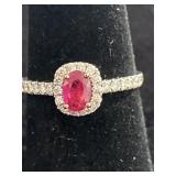 18K WHITE GOLD, CUSTOM RUBY AND DIAMOND RING