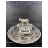 ENGLISH SILVER HALLMARKS FANCY COW BUTTER DISH