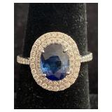 18K WHITE GOLD, CUSTOM BLUE SAPPHIRE AND DIAMOND