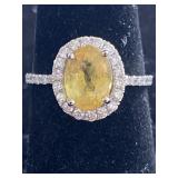 PLATINUM YELLOW SAPPHIRE AND DIAMOND RING