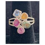 14K NATURAL MULTI COLORED SAPPHIRE CORUNDUM AND