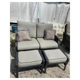 HAMPTON BAY OUTDOOR LOVESEAT AND 2 MATCHING STOOLS