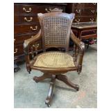 WALNUT EASTLAKE VICTORIAN CANED OFFICE CHAIR