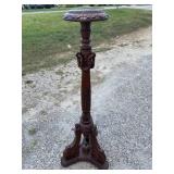 HEAVY CARVED SOLID MAHOGANY TALL PEDESTAL