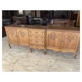 OAK EXTRA LONG CARVED COUNTRY FRENCH BUFFET
