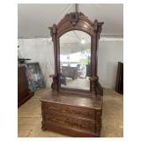 MONUMENTAL WALNUT VICTORIAN MARBLE TOP DRESSER
