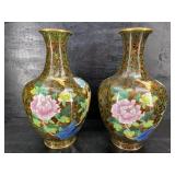 PAIR OF LARGE MATCHING CLOISONNÉ VASES