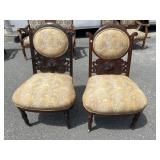 PR OF HEAVY CARVED MAHOGANY PARLOR CHAIRS