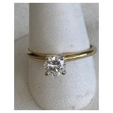 14K GOLD LADIES 1/2 CARAT DIAMOND SOLITAIRE RING