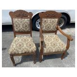 PR OF VICTORIAN WALNUT CARVED CHAIRS