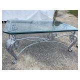 GLASS AND IRON DESIGNER COFFEE TABLE