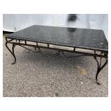 GRANITE TOP IRON DECORATOR COFFEE TABLE