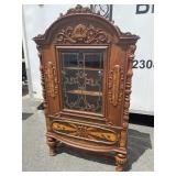 INLAID SUNBURST WALNUT CHINA CLOSET