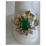 18K GOLD 2.35 CARAT COLUMBIAN EMERALD DIAMOND RING