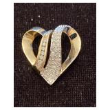 14K WITH RODIUM PLATING DIAMOND HEART SLIDE