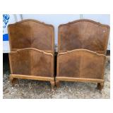 PR OF WALNUT HIGH BACK SINGLE BEDS