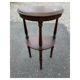 TALL HALF ROUND 2 TIER WALNUT TABLE