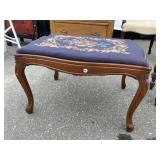 FRENCH VICTORIAN WALNUT NEEDLEPOINT STOOL