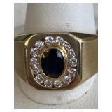 14K YELLOW GOLD .91 CARAT MANS SAPPHIRE AND