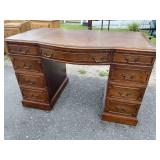 LEATHER TOP MAHOGANY KNEE HOLE DESK