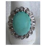 10K TURQUOISE AND DIAMOND RING