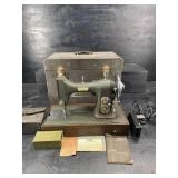OLDER WHITE ELECTRIC SEWING MACHINE IN CASE