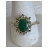 10K WHITE GOLD NATURAL EMERALD AND DIAMOND RING