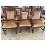 SET OF 7 OAK NORTH WIND FACE DINING ROOM CHAIRS