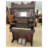 WALNUT CARVED PUMP ORGAN