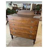 19TH CENTURY MAHOGANY BURLED FRONT 4 DRAWER CHEST