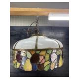 OLDER TIFFANY STYLE STAIN GLASS HANGING LIGHT