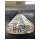 TIFFANY STYLE LEADED GLASS HANGING LIGHT