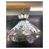 TIFFANY STYLE LEADED GLASS HANGING LIGHT