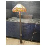 TALL TIFFANY STYLE 2 BULD LEADED GLASS FLOOR LAMP