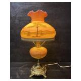 RARE FENTON BURMESE 1973 ARTIST SIGNED TABLE LAMP