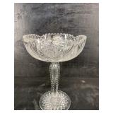 ANTIQUE TALL BRILLIANT PERIOD CUT GLASS COMPOTE