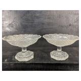PAIR OF ANTIQUE BRILLIANT CUT GLASS HEAVY COMPOTES